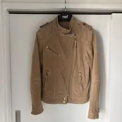 MANGO ベージュ スエード風ライダースジャケット