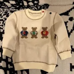 新品　クマ刺繍リブ編みトレーナー