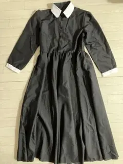 黒の長袖メイドドレス ロング
