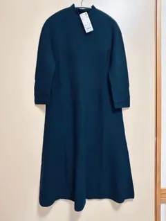 UNIQLO 3Dメリノモックネックワンピース 七分袖Lサイズ グリーン