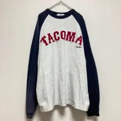 【ウィゴー】WEGO 長袖トレーナー 白ネイビー メンズM 綿100％カジュアル