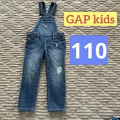 デニムオーバーオール ギャップ　GAP 110 キッズ　ダメージ、ヴィンテージ