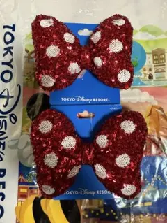 ミニーマウス　ヘアゴム赤　2個セット
