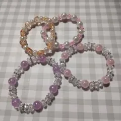 カラフルビーズブレスレット4個セット