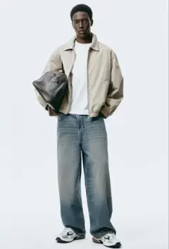 H＆Mスーパーバギーデニム青黒2本セット