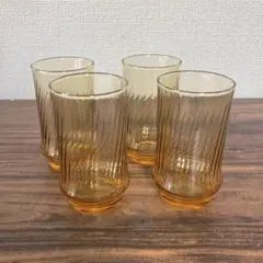 昭和レトロ　アデリア　アンバー　グラス　4個セット