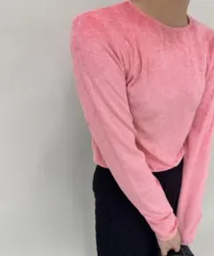 Baserange ベースレンジ　ベロア　ピンク　オモ ロングスリーブTシャツ baserange Omo Tシャツ ベロア ベースレンジ ピンク トップス