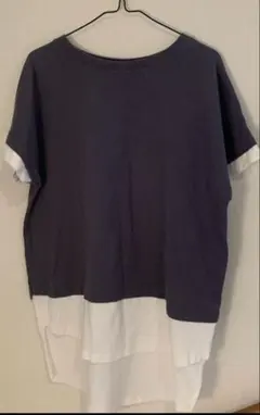 バイカラー 半袖Tシャツ 重ね着風 ドルマンスリーブのサムネイル