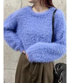 MURUA クロップトシャギーニット ライトブルー 新品未使用