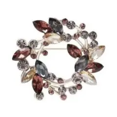 ブローチ　花のリース　ジルコニア　ラインストーン　上品　清楚　フォーマル　ピン