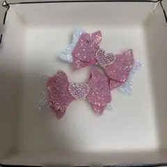 グリッターリボンヘアクリップ2個セット