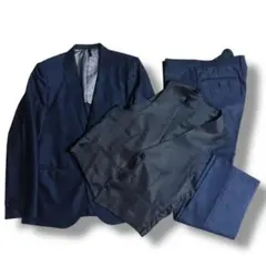 美品 タカキュー MALE&CO スリーピース スーツ セットアップ ネイビー