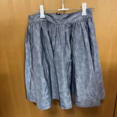 グレー チェック フレアスカート ひざ丈 美品 y2k 古着 レトロ 白黒