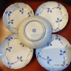 花柄波型皿5枚セット