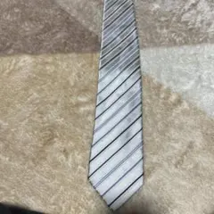 DAKS ストライプ ネクタイ シルバー