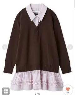 LILY BROWN シャツドッキングフリルミニワンピース