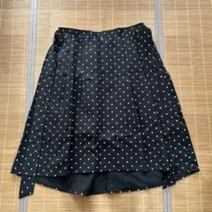 大きいサイズ フレア　スカート 黒白水玉 ドット柄