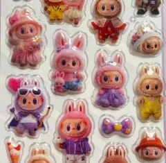 【2】ラブブ　3D立体　ぷくぷく　シール　ステッカー ボンボンドロップ