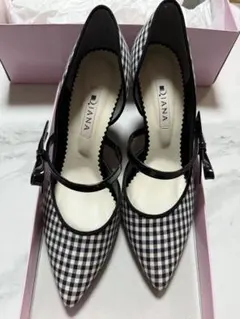 ダイアナ オープンパンプス DIANA ギンガムチェック