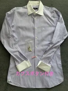 バーバリー　ブラックレーベル　ストライプワイシャツ　クレリックシャツ　カフス付き