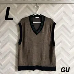 【GU】ウォッシャブルリラックスフィットチルデンニットベスト ブラウンのサムネイル