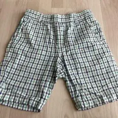 ユニクロ　ハーフパンツ　130cm チェック柄　青　緑
