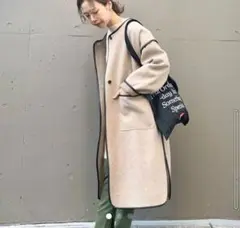 サテンライナー付きパイピングガウンコート