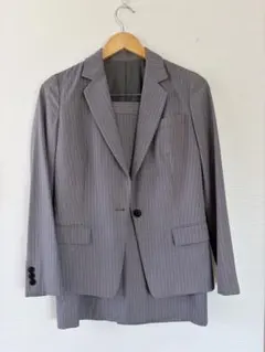 グレー ストライプ ビジネススーツ スカートスーツ上下