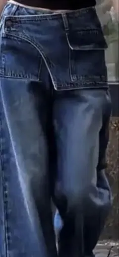 レディースジーンズ　ハイウエストワイドレッグパンツLサイズ