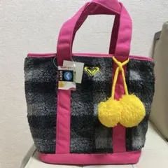 ROXY チェック柄トートバッグ ポンポン付きのサムネイル