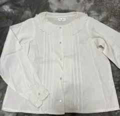 Par Avion（パラビオン）襟付きレースブラウス ホワイト