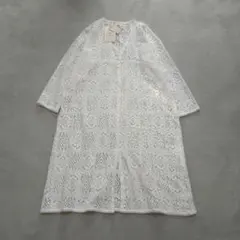 新品✨ピュアルセシン 鍵編み風ロングカーディガン クロシェ編み風