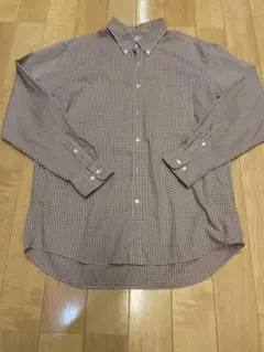 UNIQLO ブラウンチェック ボタンダウンシャツ XL