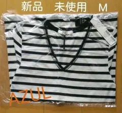 AZUL　ボーダーVネックTシャツ　M