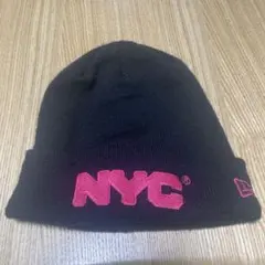 ニューエラ　NYC ロゴ ニット帽 黒