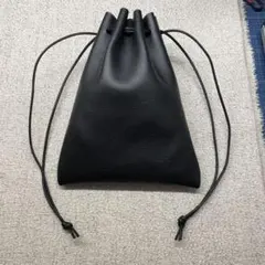 本革（牛革）ミニ巾着　ブラック① レザークラフト ハンドメイド