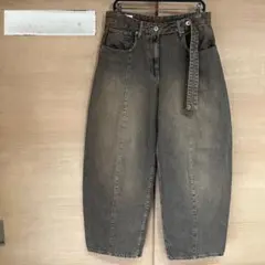 ZARA ワイドレッグ デニムパンツ グレー