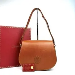 【美品】カルティエ マストライン ショルダーバッグ 2way ゴールド金具 茶色