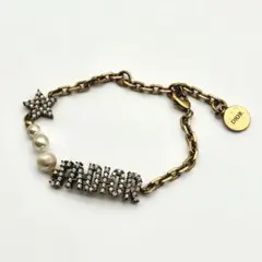 美品 Dior ブレスレット JADIOR スター パール ラインストーン 金