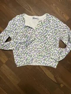 ZARA 花柄カーディガン ホワイトのサムネイル