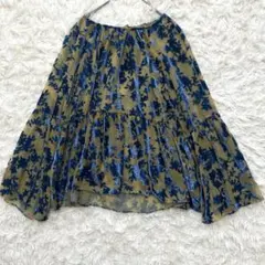 新品 ヤマダヤ Ample ベロアジャガードベルスリーブシアーブラウス ブルーのサムネイル