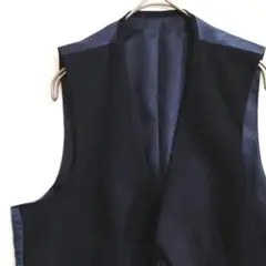 220　スーツベスト　L　濃紺　ストライプ柄　ジレベスト