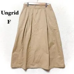 アングリッド フレアスカート ロング 無地 ベージュ F バックゴム タック