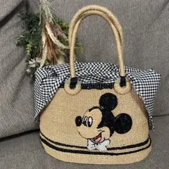 ビームスボーイ ミッキーマウス かご トートバッグ ギンガムチェック　刺繍のサムネイル