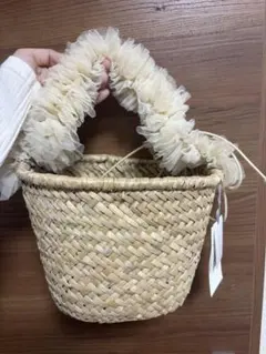 PINK HOUSEピンクハウス バラ園うさぎ うさぎシルエット フリル バッグ