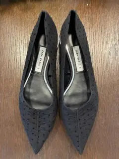 【新品未使用】ZARA BASIC ブラック ドット フラットシューズ24.5