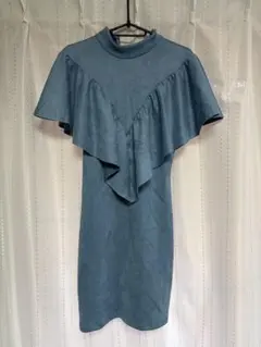 FASHION NOVA ノースリーブフリルワンピース ブルー