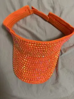 ラインストーン サンバイザー オレンジ