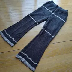 【LAKOLE】ダークブラウン 編み模様 ワイドパンツ　Fサイズ 値下げ4/19