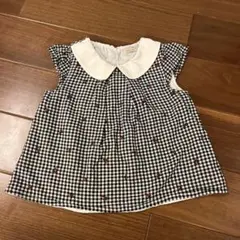 petit main ギンガムチェック 半袖ブラウス 100